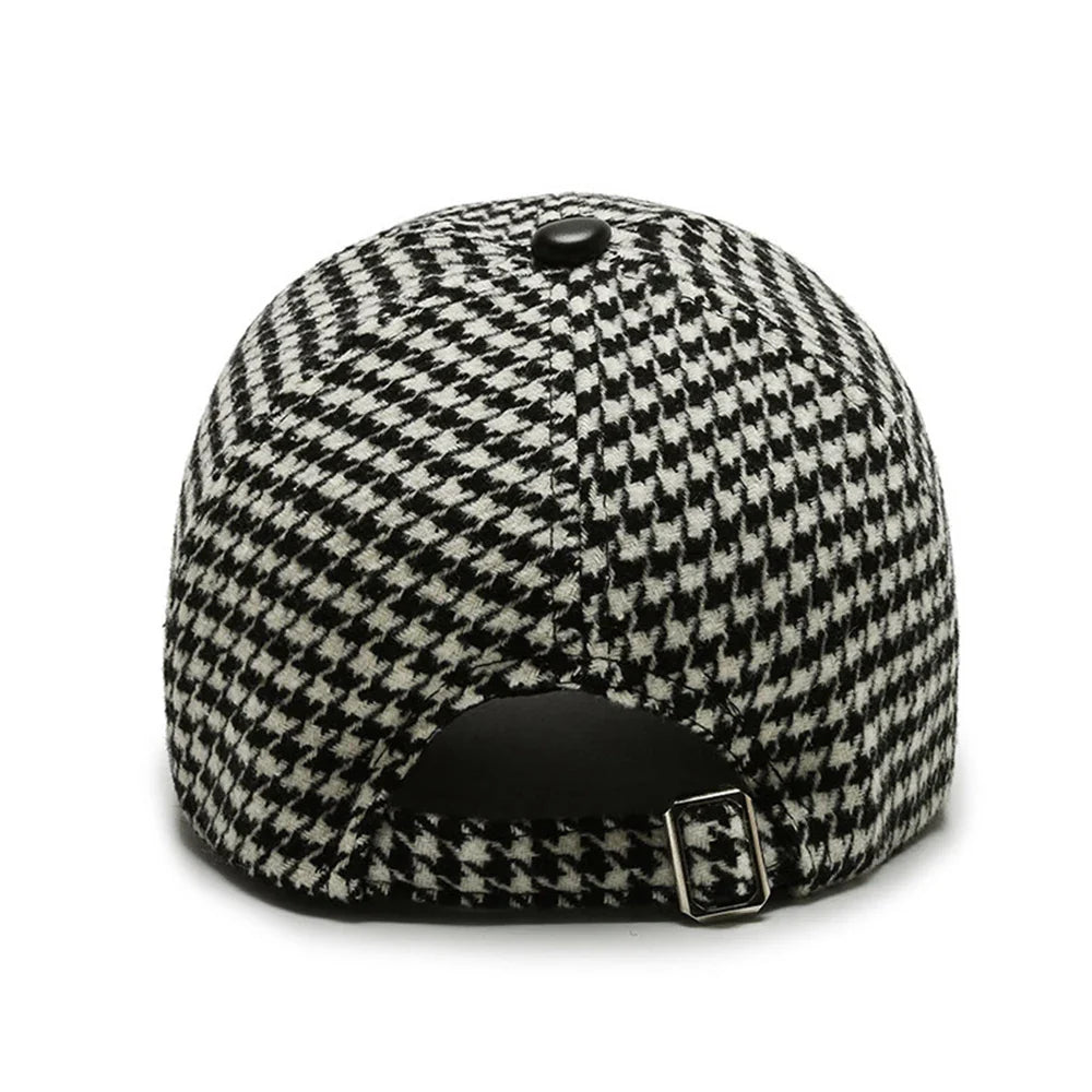 Retro Houndstooth Plaid Baseball Cap