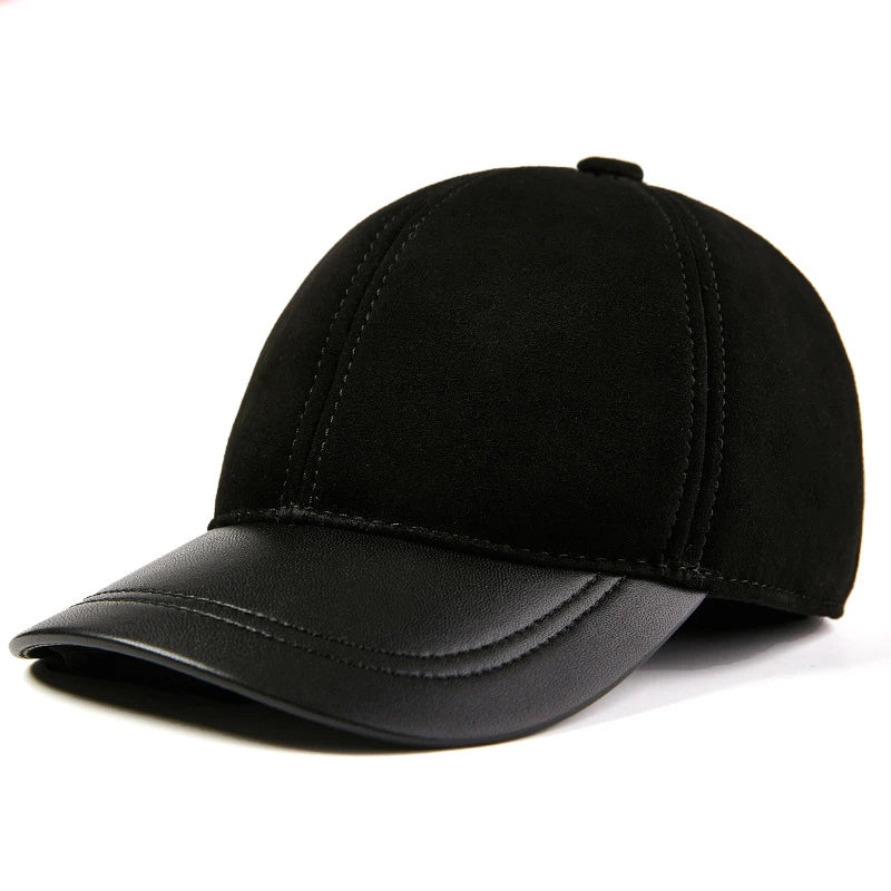 Sheepskin Baseball Cap Genuine Leather Hat