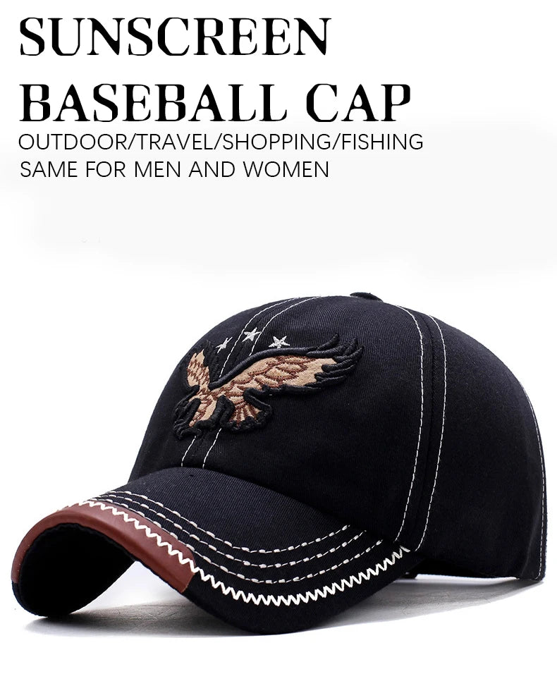 Eagle Embroidery Four-Season Shade Baseball Cap