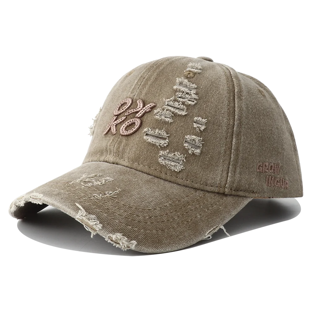 Retro Washed Cotton Baseball Letter Embroidery Unisex Cap