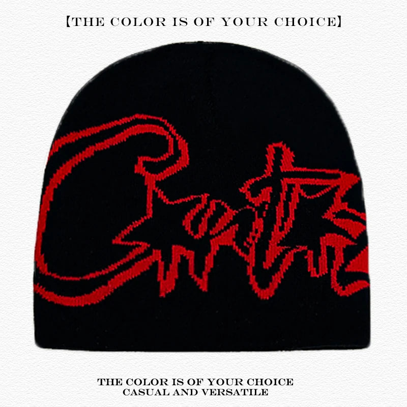 American Street Print Jacquard Letters Star Knitted Beanies Hats