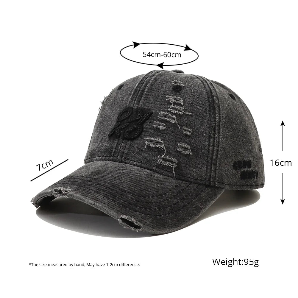 Retro Washed Cotton Baseball Letter Embroidery Unisex Cap