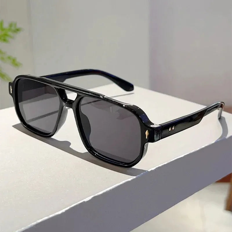 Vintage Double Bridges Men Square Sunglasses