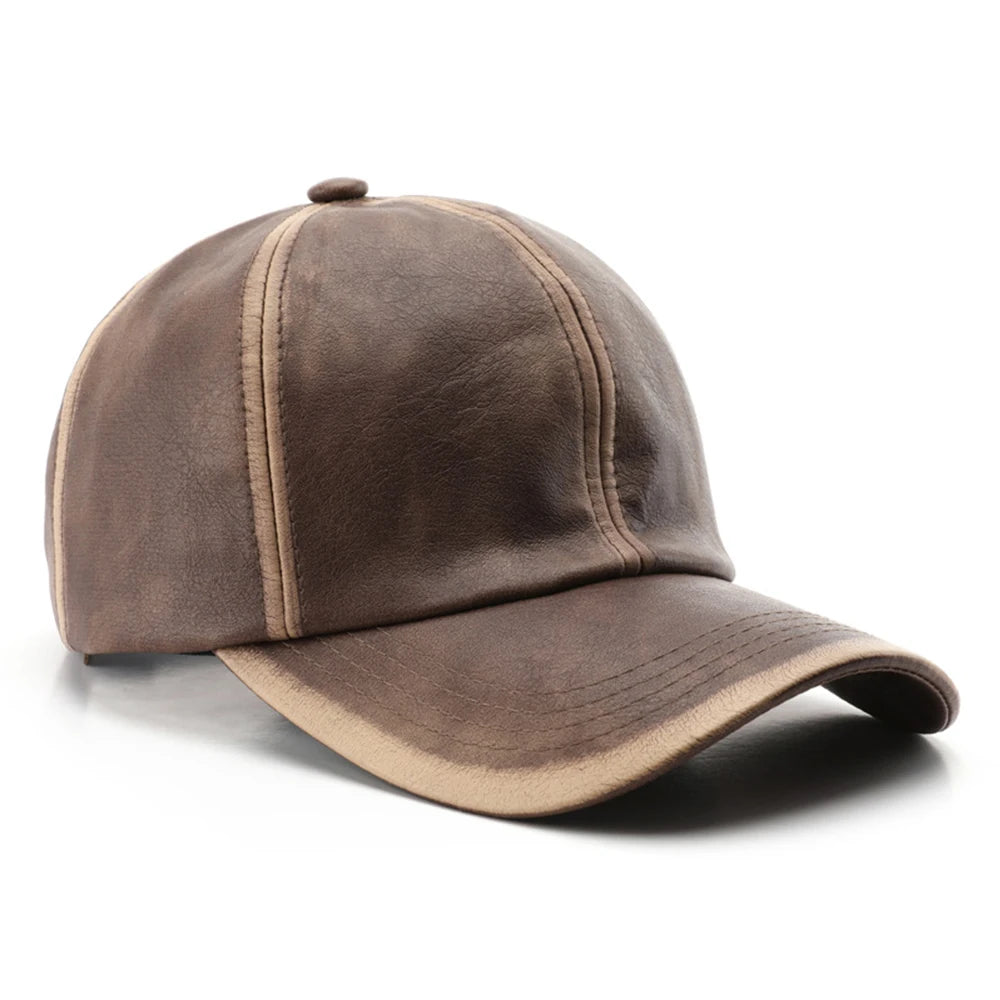 FS Vintage Black Brown PU Leather Cap