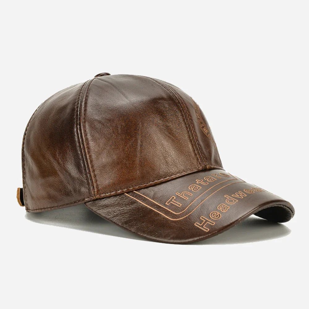 Men's Genuine Cowhide Leather Baseball Cap