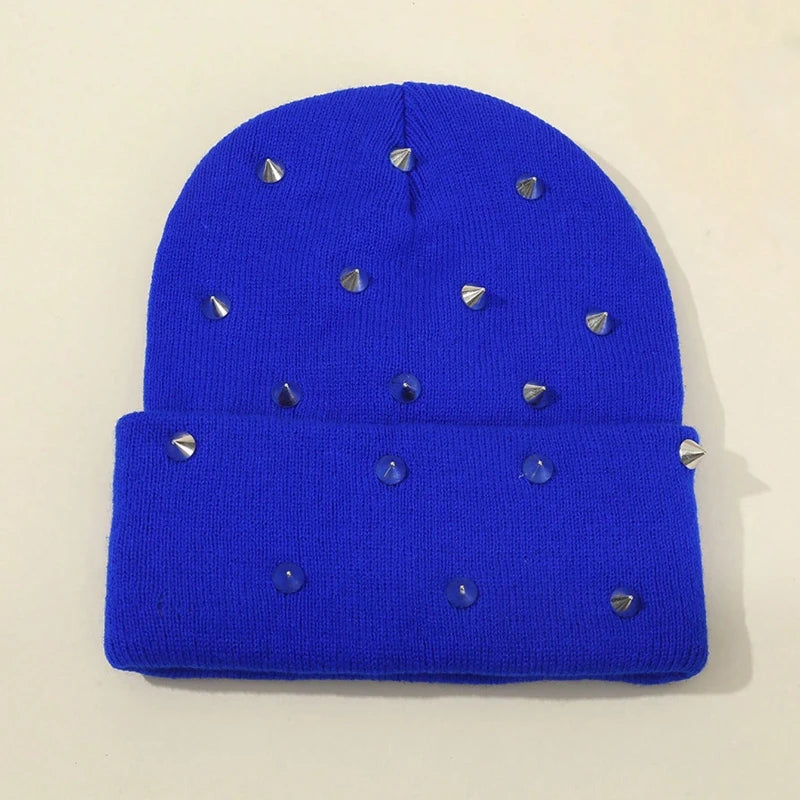 Streetstyle Silver Studs Punk Rivet Beanie Hat
