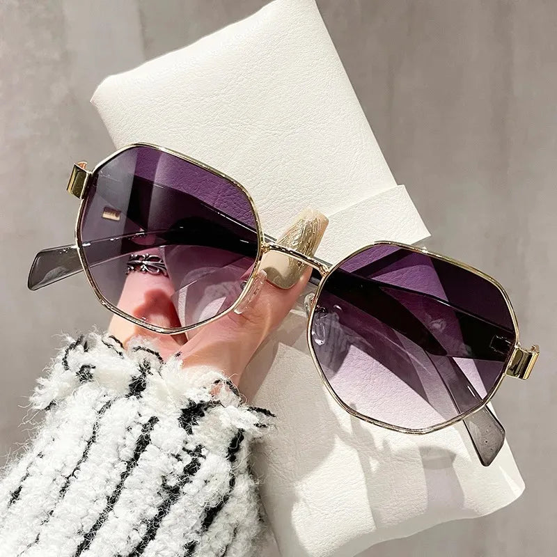 New Retro Sunglasses Women Fashion Polygonal Metal Frame Sunglasses