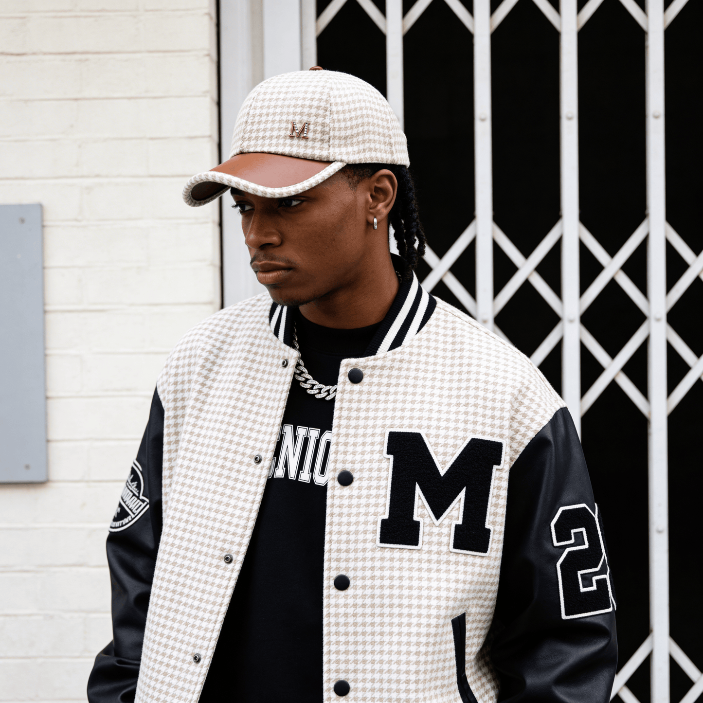 Retro Houndstooth Plaid Baseball Cap