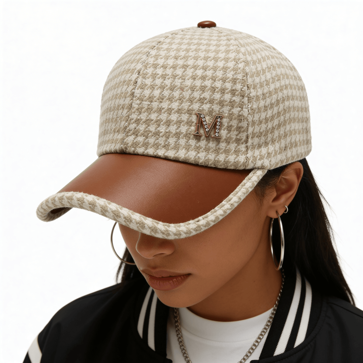 Retro Houndstooth Plaid Baseball Cap