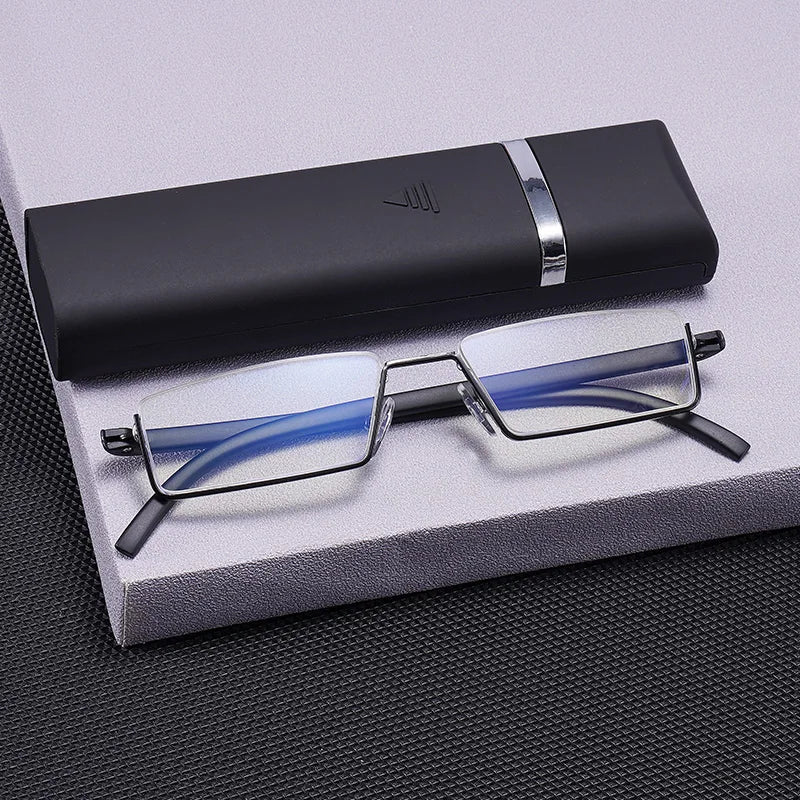 Reading Glasses TR90 Stainless Steel Half Frame Anti-Reflective Unisex Women Men