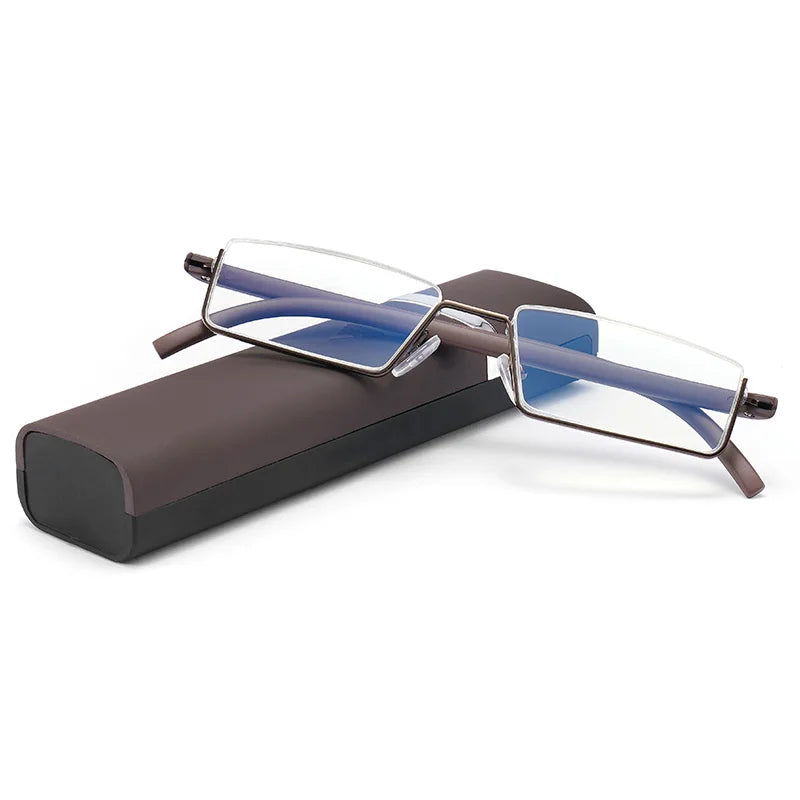 Reading Glasses TR90 Stainless Steel Half Frame Anti-Reflective Unisex Women Men
