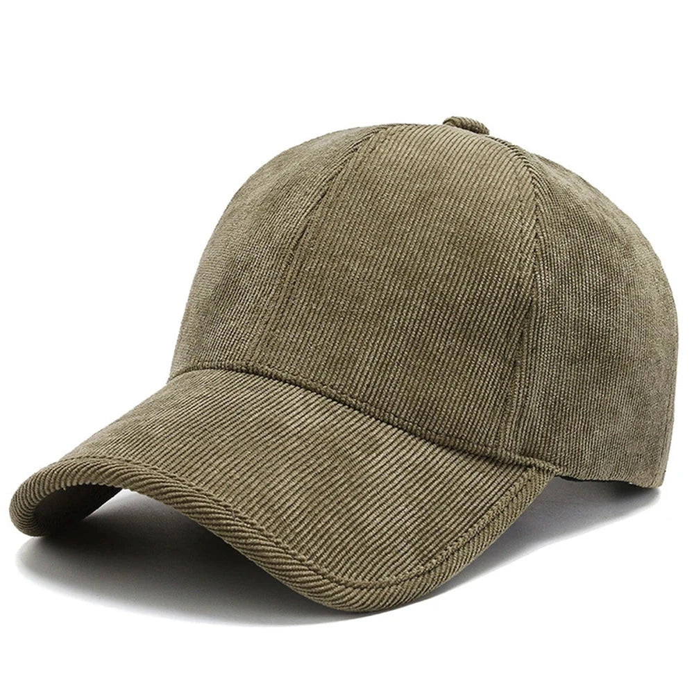 FS Trendy Army Green Corduroy Winter Baseball Cap