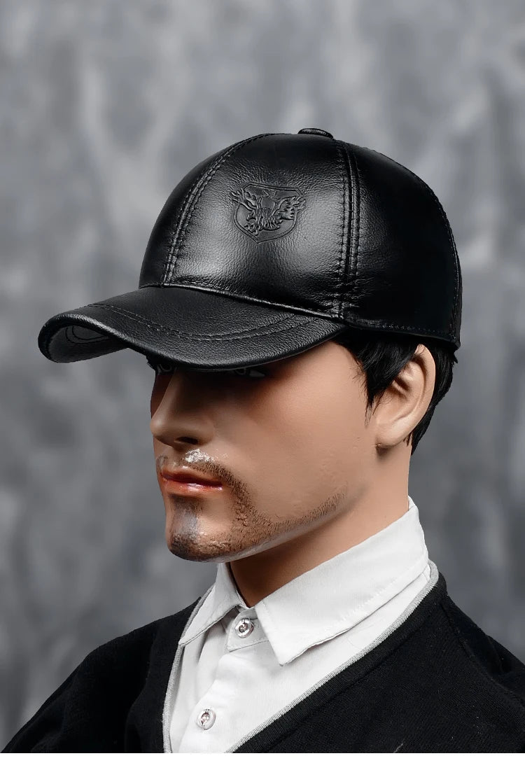 Man Cowhide Belt Ear Warm Genuine Leather