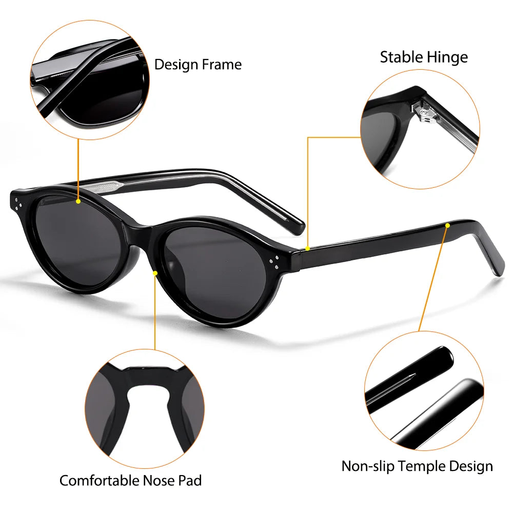 Retro Oval Sunglasses for Women Men Tr Frame