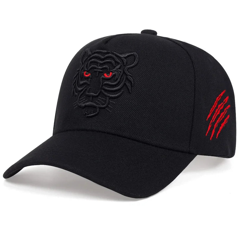 Black Tiger Embroidery Cotton Baseball Cap