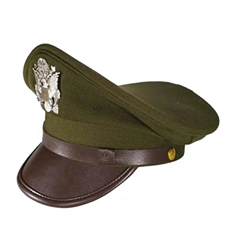 Air Force Officer Military Hat Wide Brim With Silver Color Eagle Badge Cap