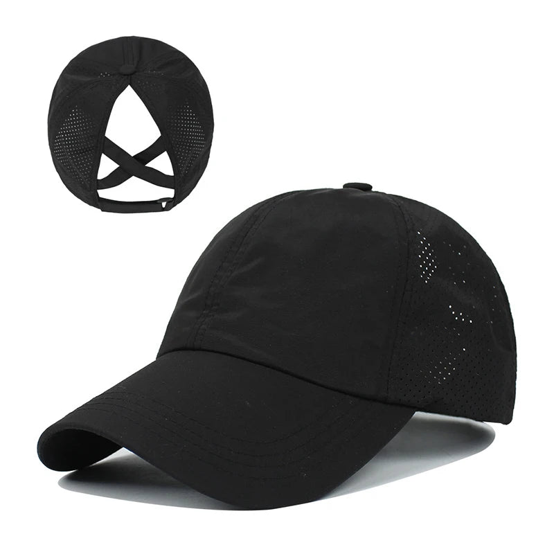 Cross Ponytail Baseball Cap For Women