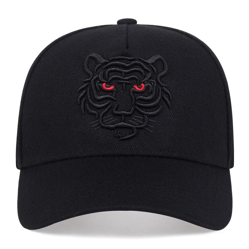 Black Tiger Embroidery Cotton Baseball Cap