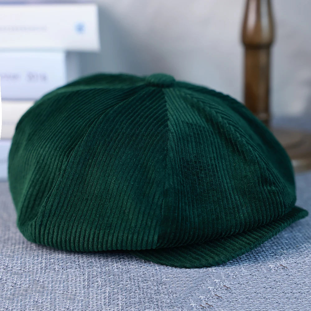 New Retro Caps For Men Corduroy Newsboy Hat Flat Cap