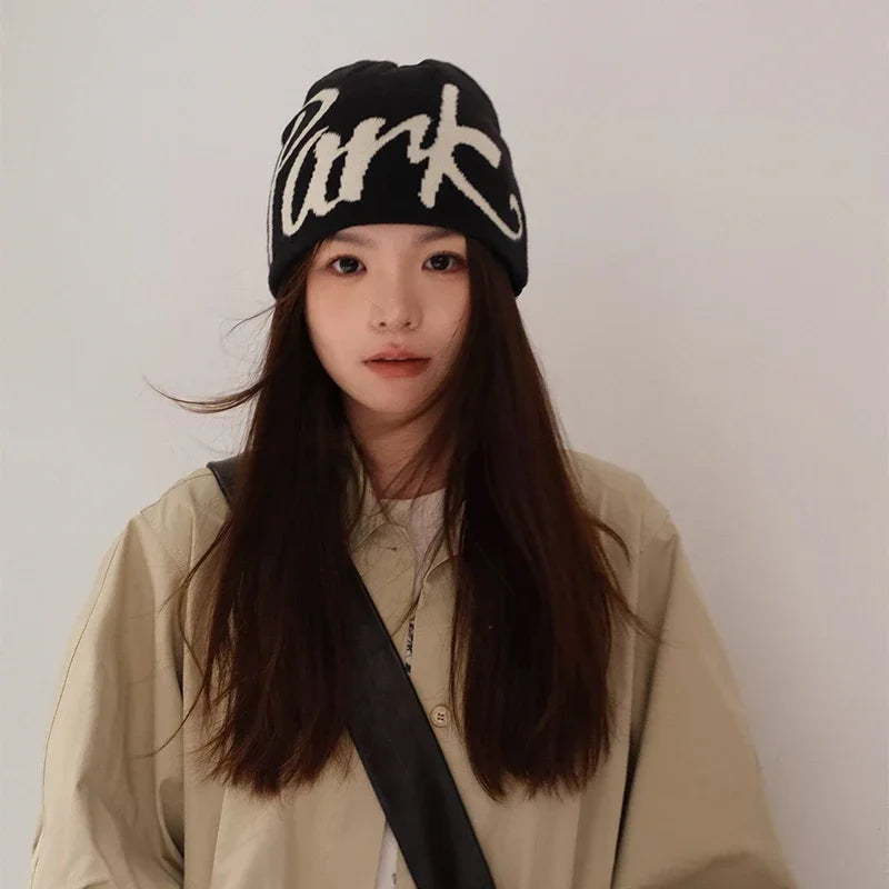 Warm Personal Versatile Letter Wool Knitted Beanies Hats