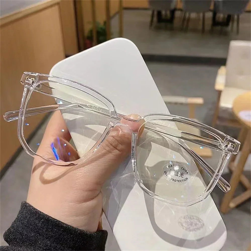 Large Square Frame Anti-Blue Light Glasses Fashion Retro Men Women