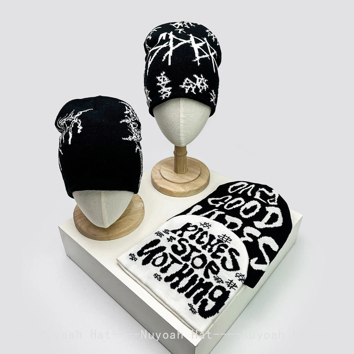 Dark Style Jacquard Organic Skeleton Letter Knitted Hats