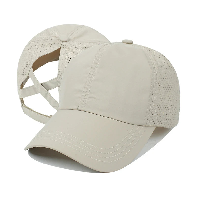 Cross Ponytail Baseball Cap For Women