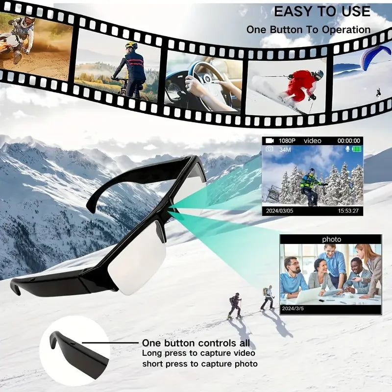 Portable 1080P HD Mini Glasses With Camera Video Recorder
