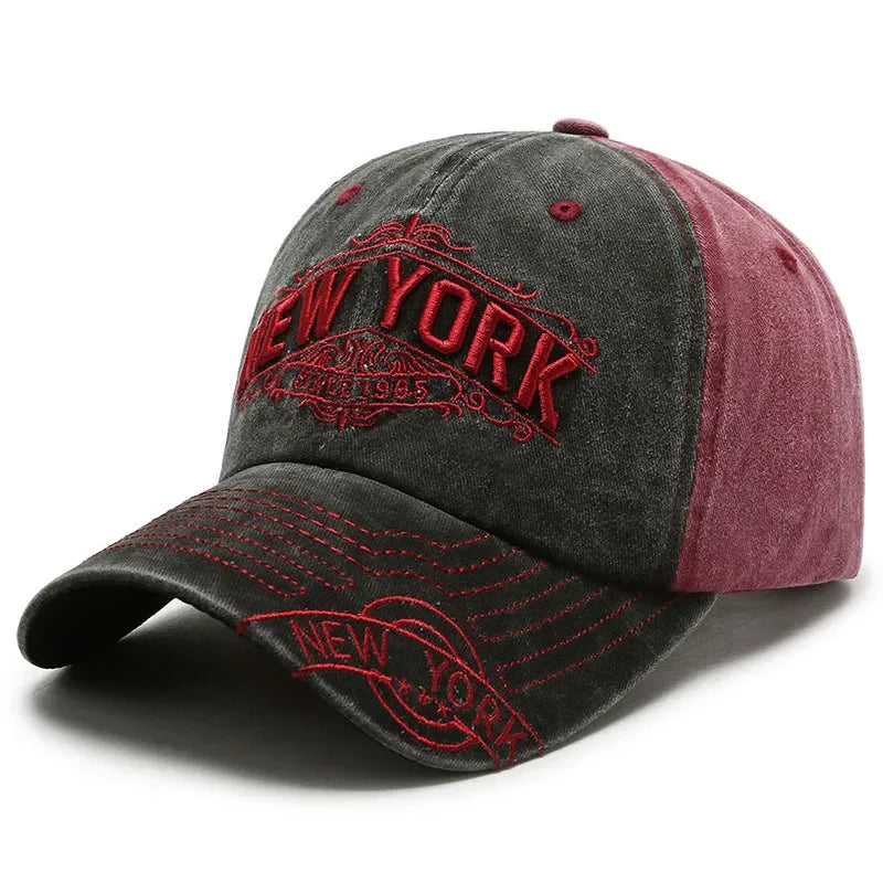 Retro Letters Embroidery Baseball for Men Women Washed Stitched Caps