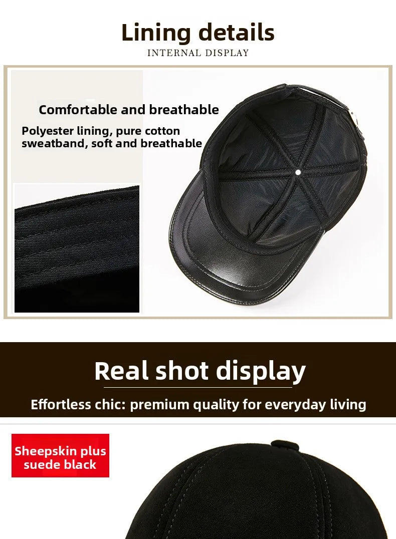 Single Leather Thin Sheepskin Baseball Cap