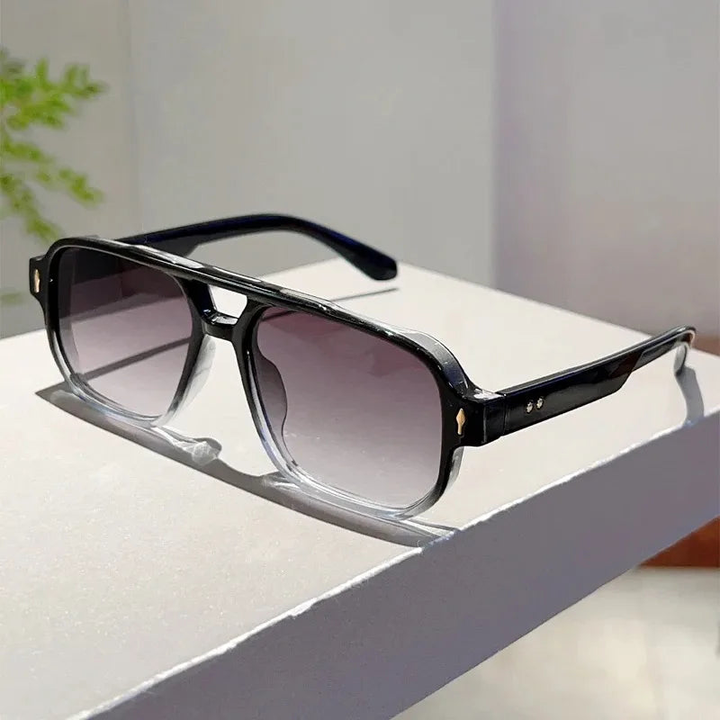 Vintage Double Bridges Men Square Sunglasses