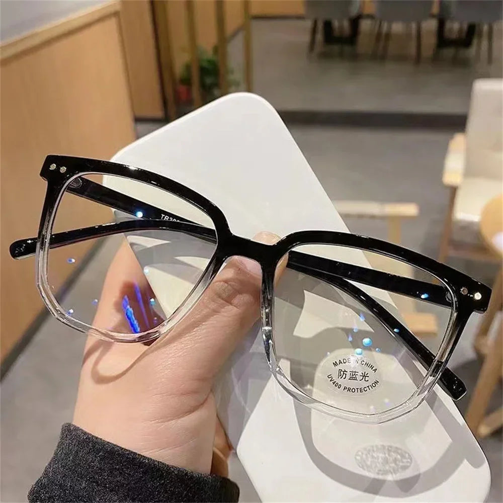 Large Square Frame Anti-Blue Light Glasses Fashion Retro Men Women