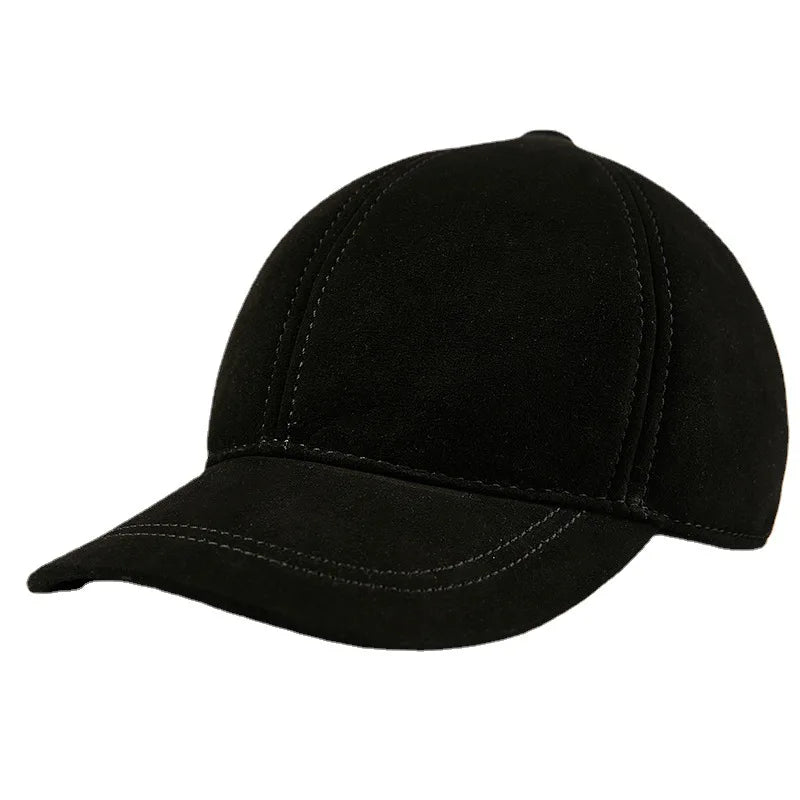 Sheepskin Baseball Cap Genuine Leather Hat