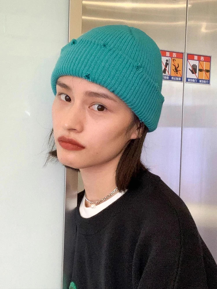 Knit Short Beanies Autumn Winter Hats