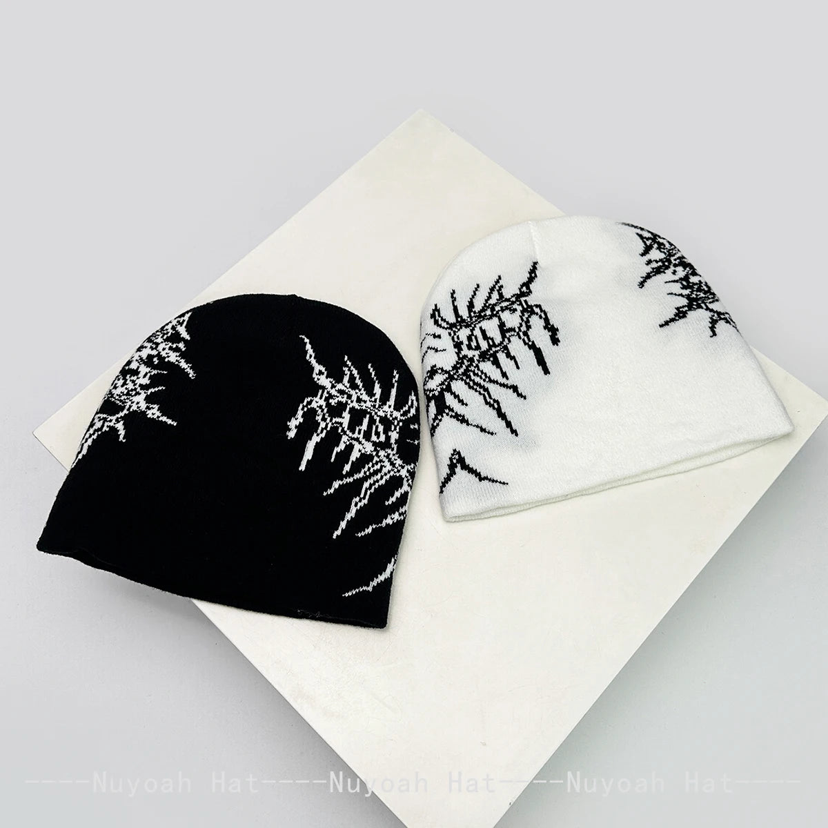 Dark Style Jacquard Organic Skeleton Letter Knitted Hats