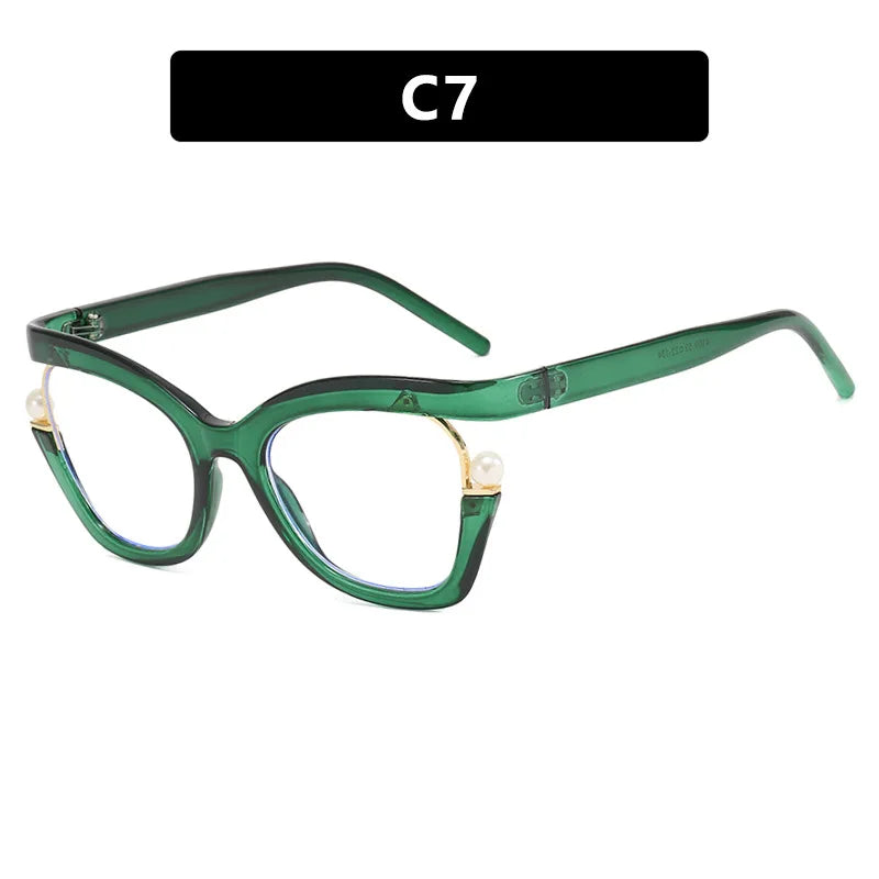 Round Brand Design Ultra-thin Green Leopard Men and Women Glasses