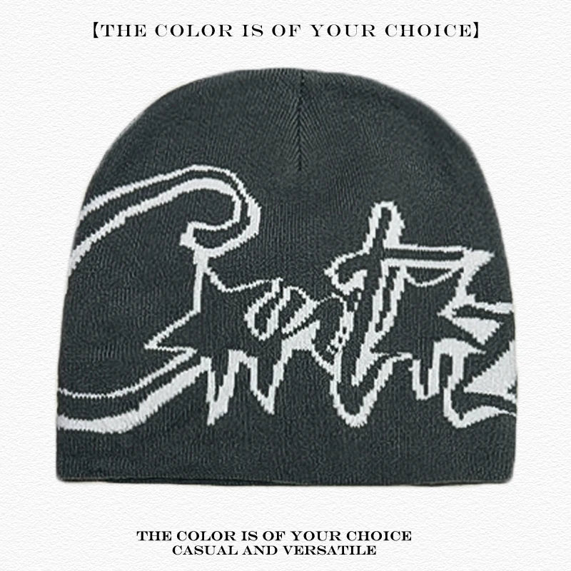 American Street Print Jacquard Letters Star Knitted Beanies Hats