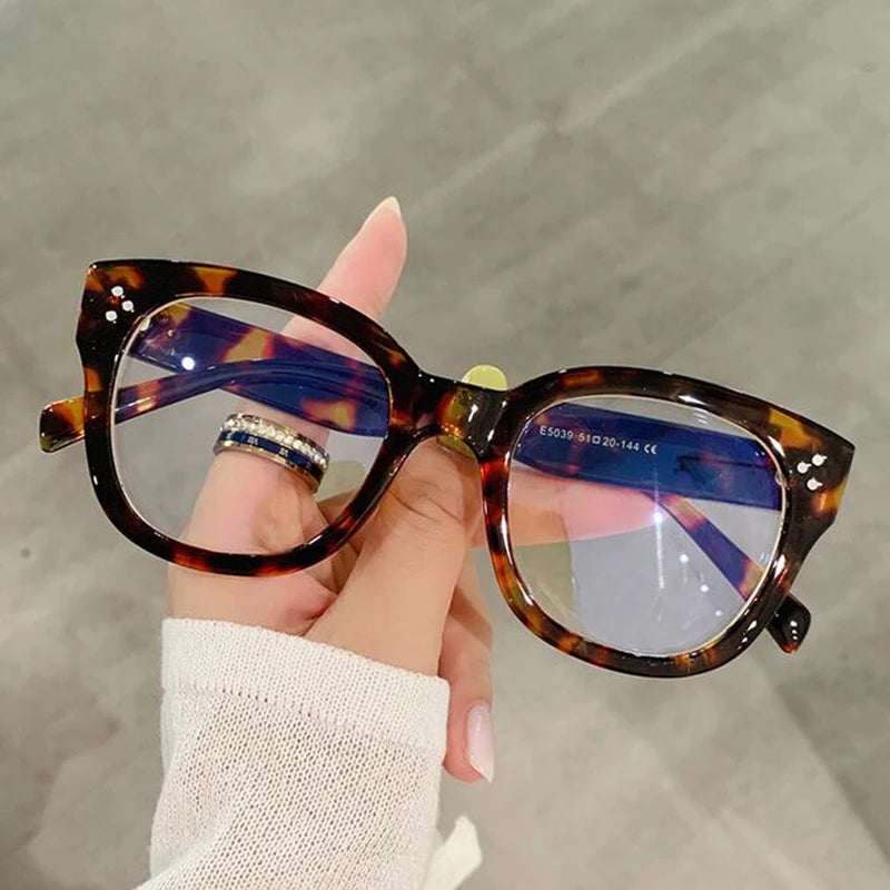 Feminine Optical Oversize Square Glasses Prescription Spectacles Myopia -0.5 To -6.0  +0.5 to +6.0