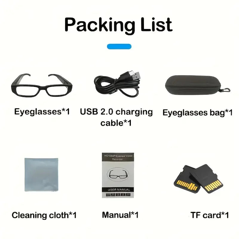 Portable 1080P HD Mini Glasses With Camera Video Recorder