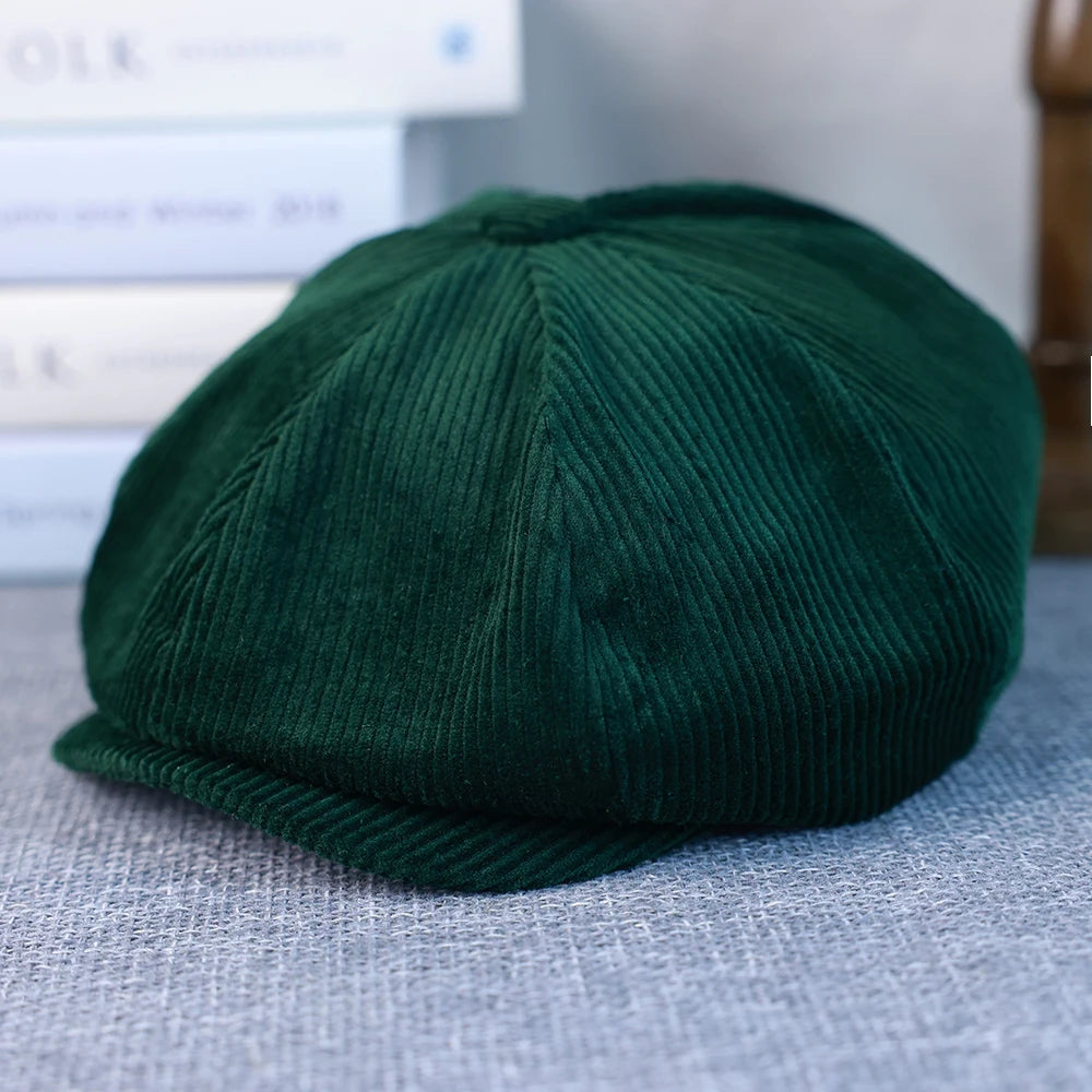 New Retro Caps For Men Corduroy Newsboy Hat Flat Cap