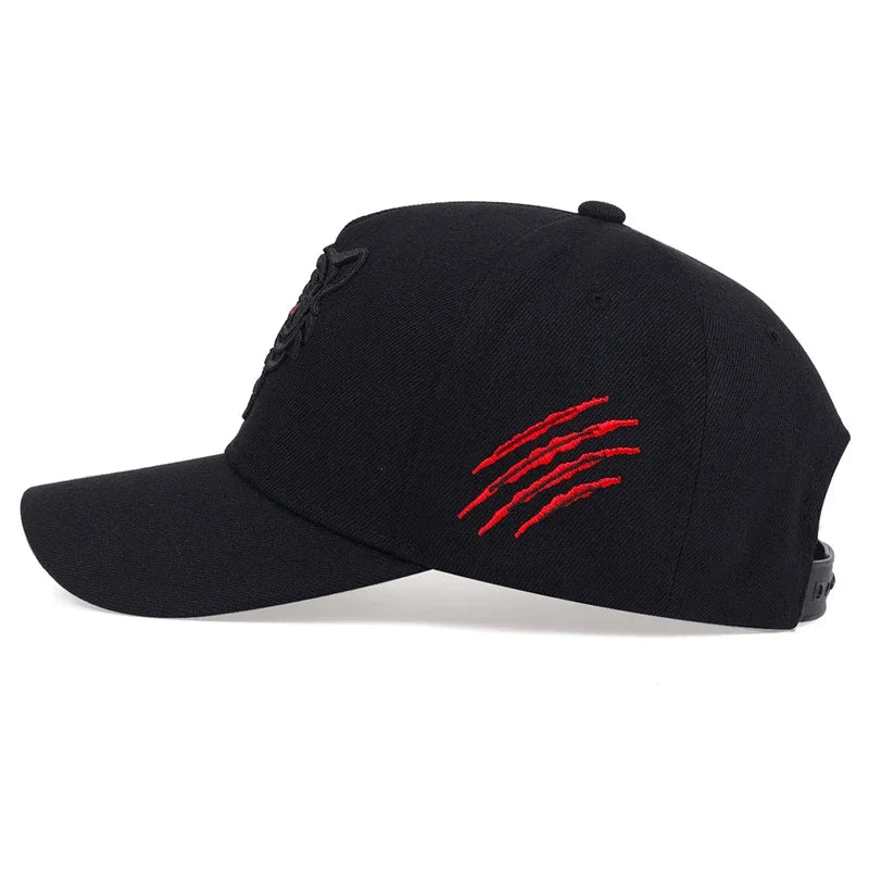 Black Tiger Embroidery Cotton Baseball Cap