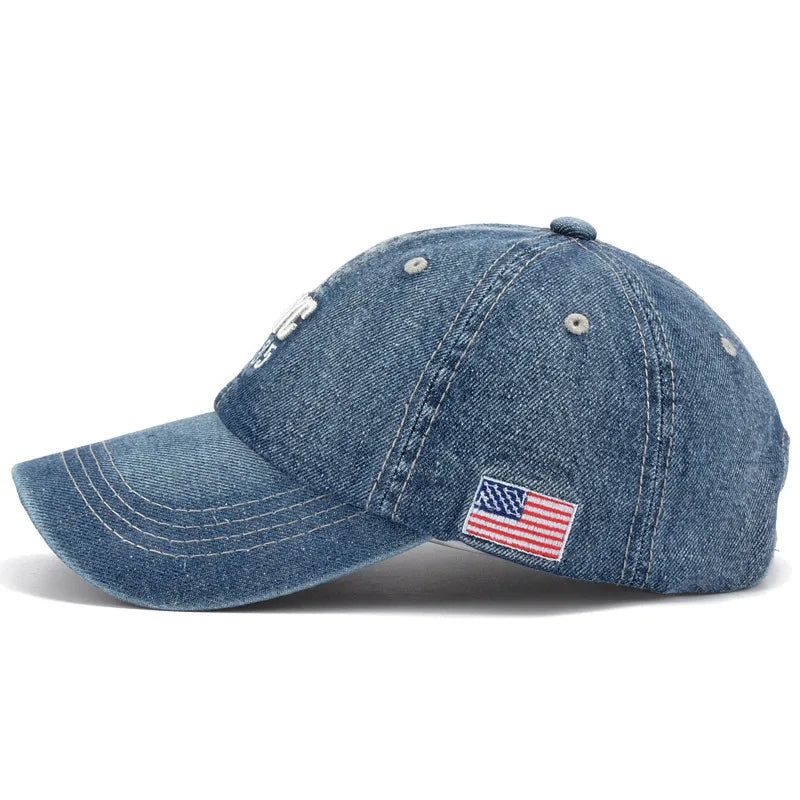 Spring and summer trendy glossy denim baseball cap