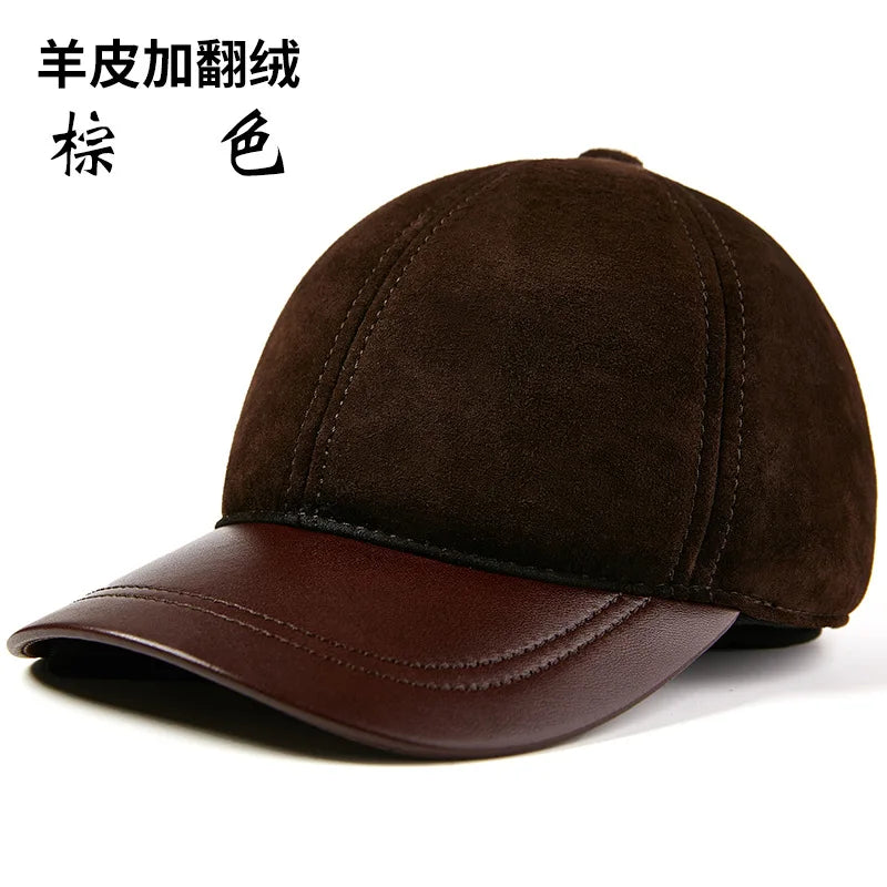 Single Leather Thin Sheepskin Baseball Cap