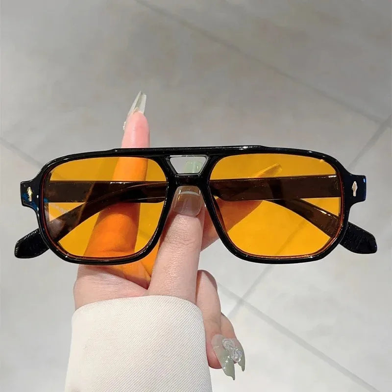 Vintage Double Bridges Men Square Sunglasses