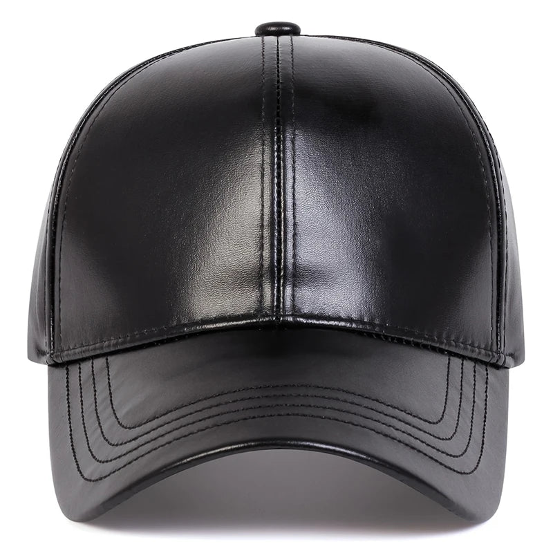 PU Leather Solid Color Baseball Cap