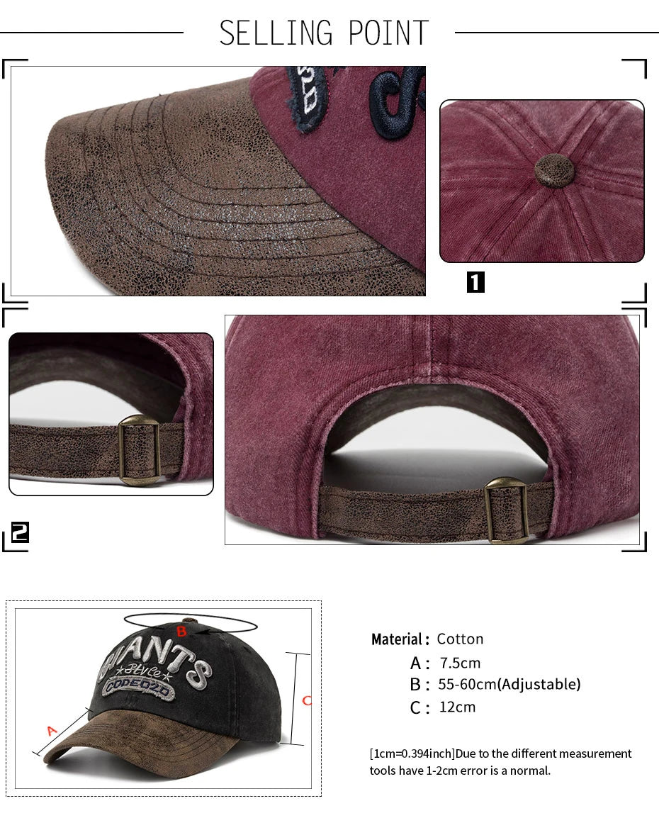 PU Leather Washing Cotton Men Baseball Cap