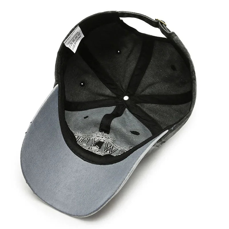 Retro Letters Embroidery Baseball for Men Women Washed Stitched Caps