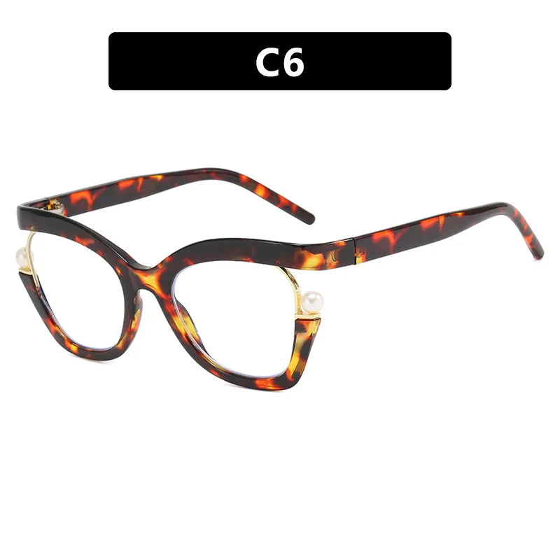 Round Brand Design Ultra-thin Green Leopard Men and Women Glasses
