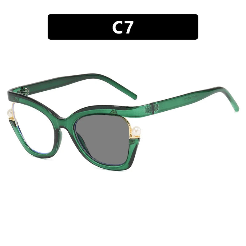 Round Brand Design Ultra-thin Green Leopard Men and Women Glasses