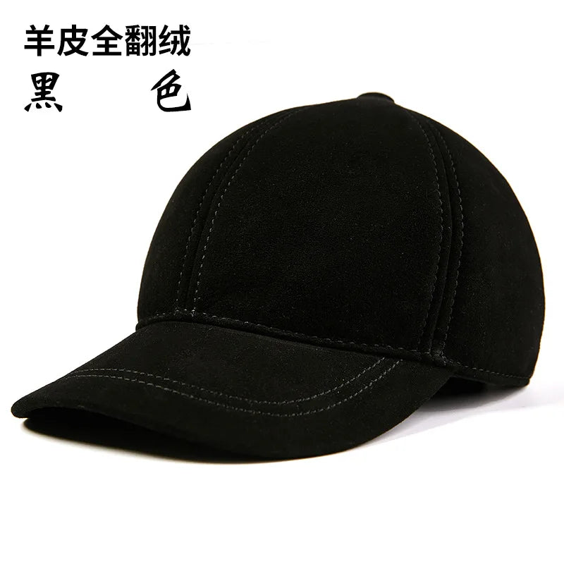 Single Leather Thin Sheepskin Baseball Cap